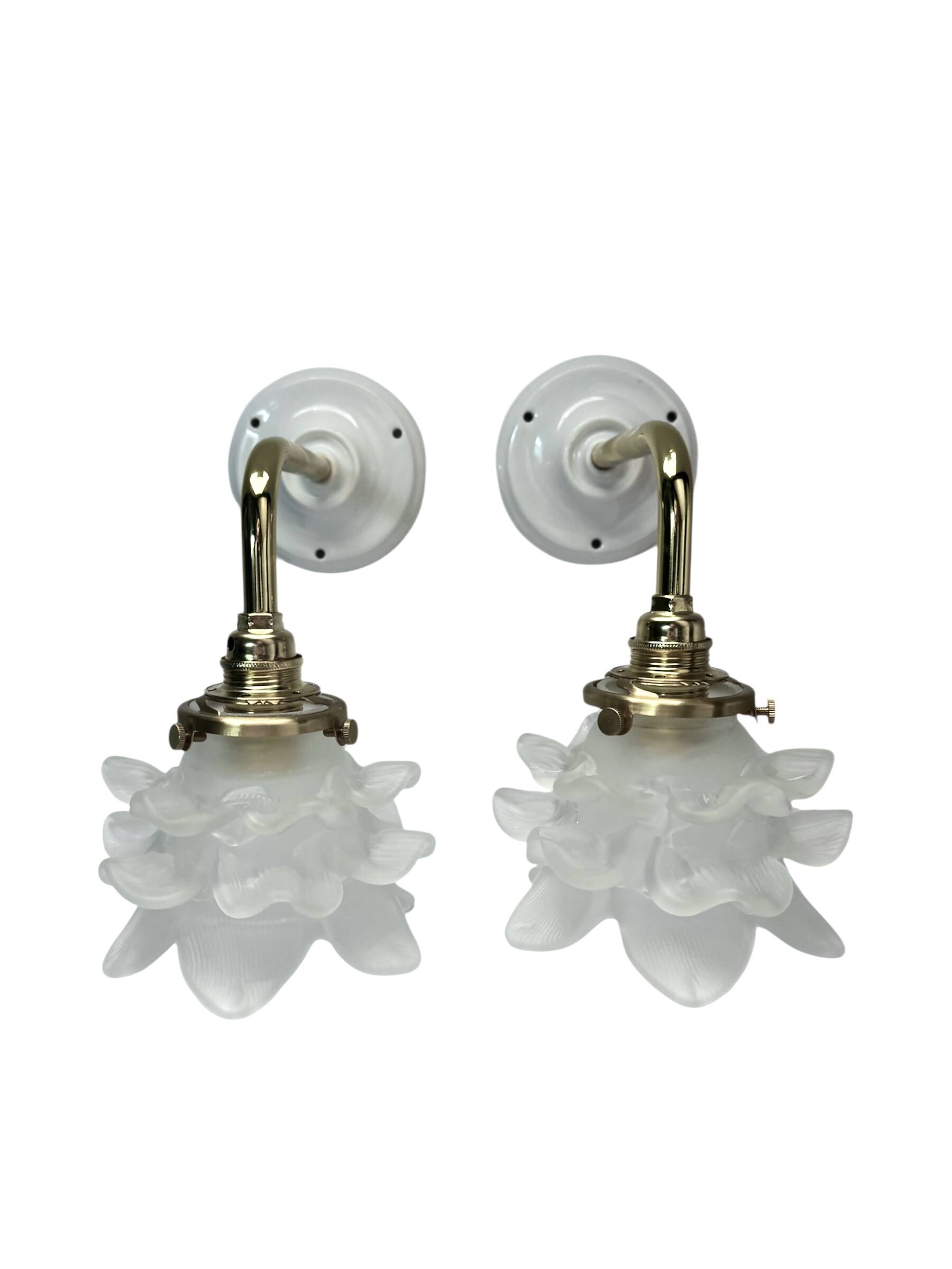 Pair of tulip flower wall lights