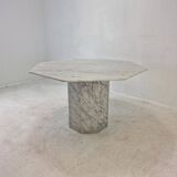 Table de jardin ou de salle à manger octogonale en marbre de carrare, italie, 1960s