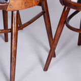 Ensemble de six chaises en hêtre du milieu du siècle, Oswald Heardtl, restauré, Tchéquie, années 1950