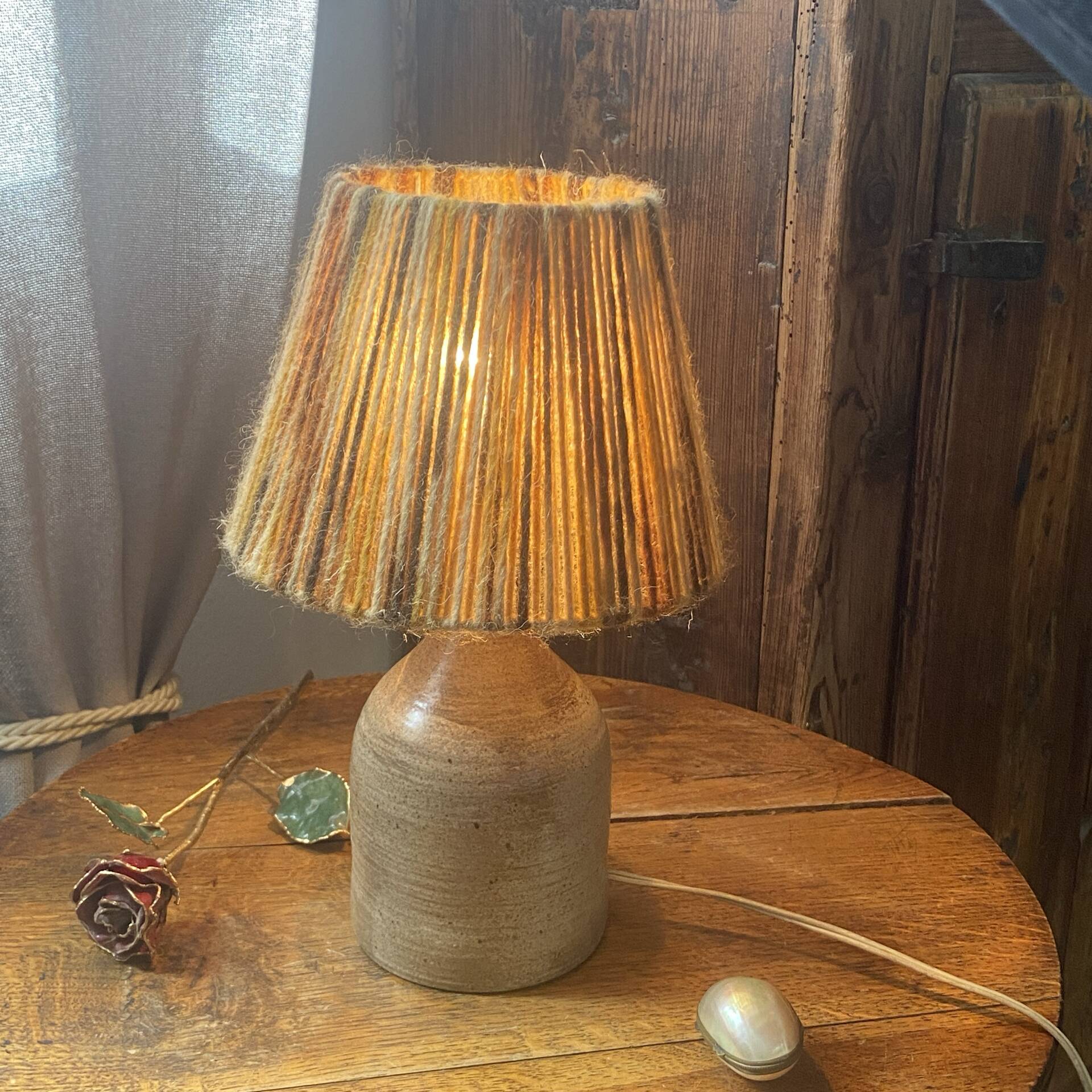 Stoneware lamp, wool lampshade