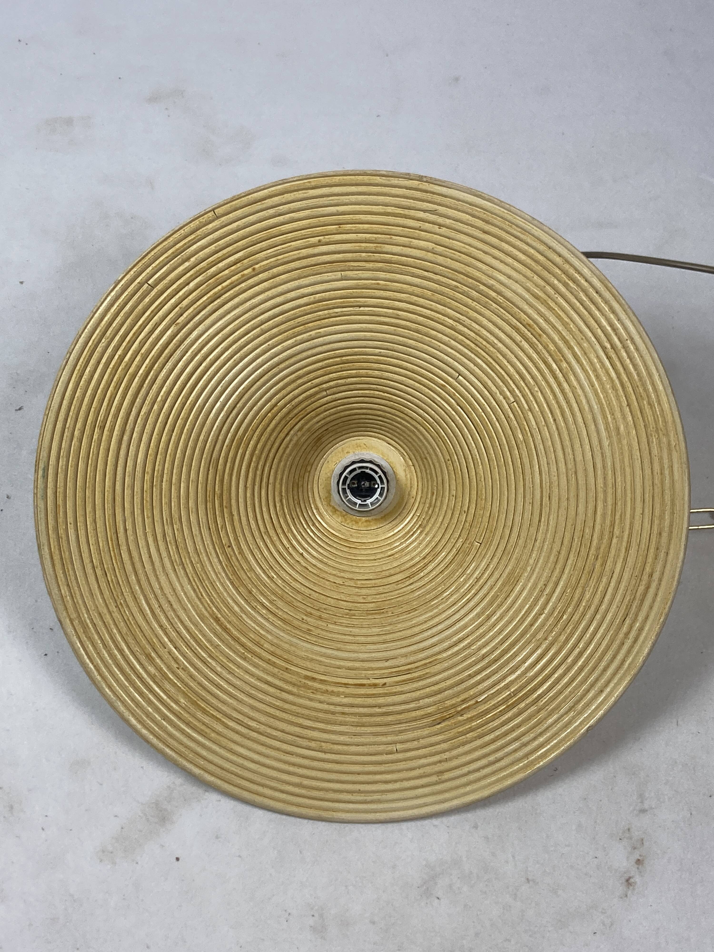 Pencil Split Reed, Rattan, Bamboo & Brass Pendant hanging lamp, Italy, 1970s