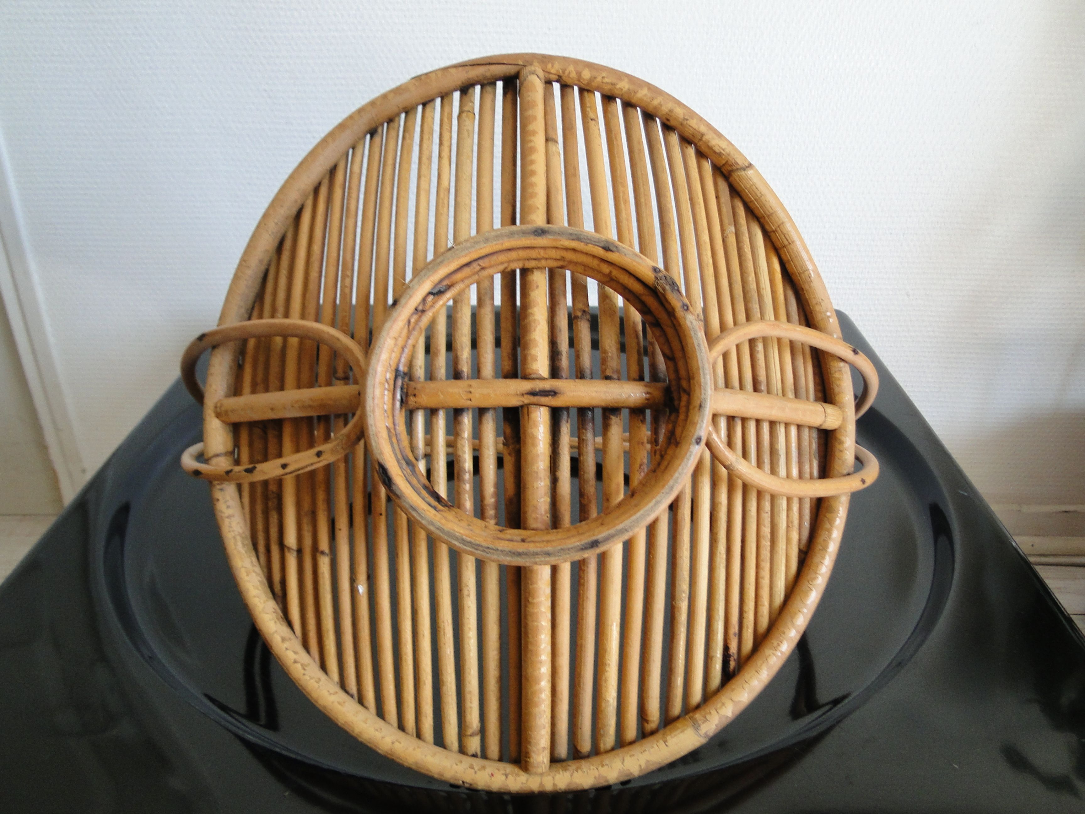 Vintage rattan basket fruit basket France 1960s