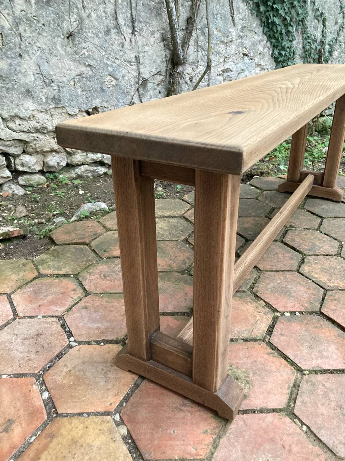 Pair of antique solid oak benches