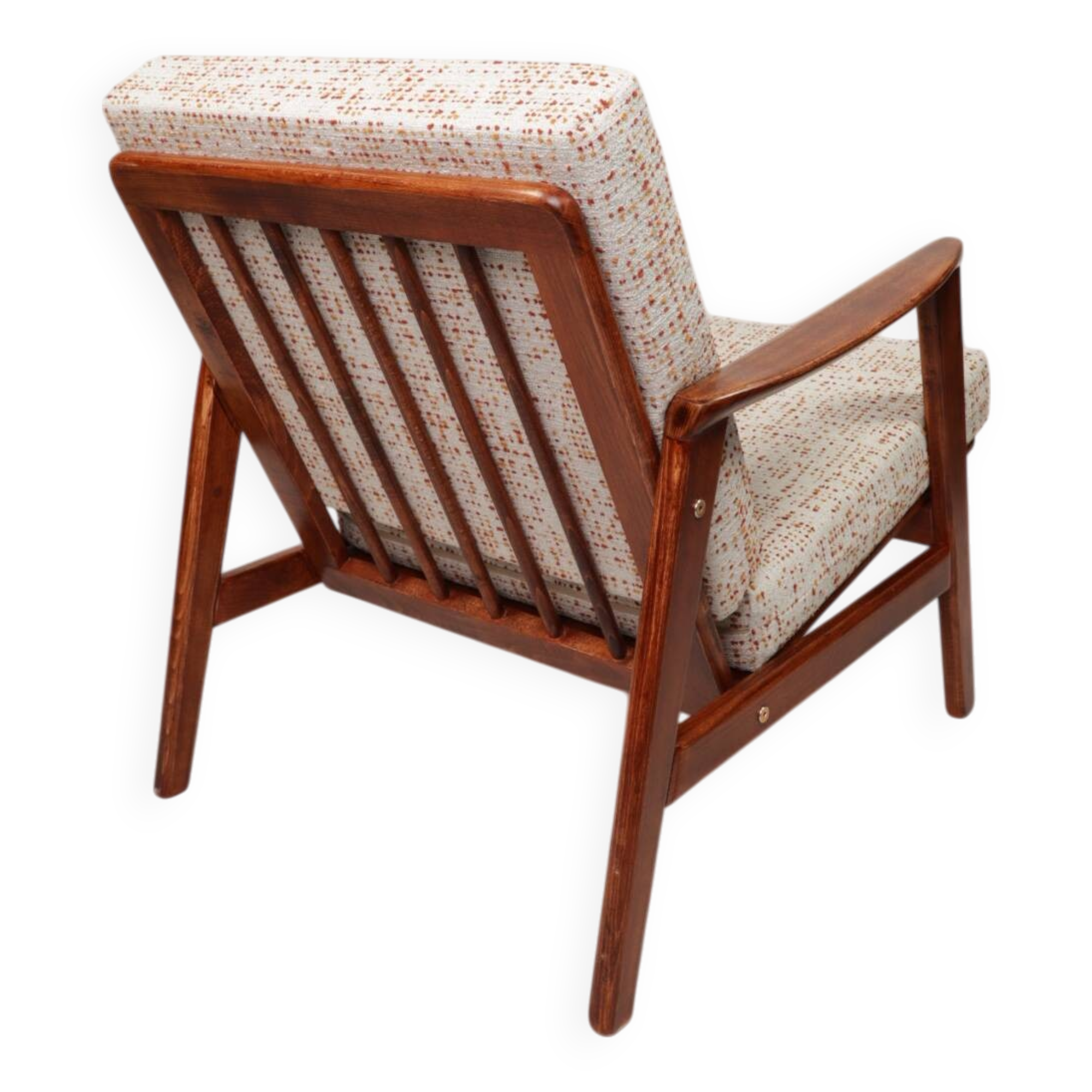 Scandinavian Vintage Armchair With Upholstery Bouclè Cushions Mid Century Design