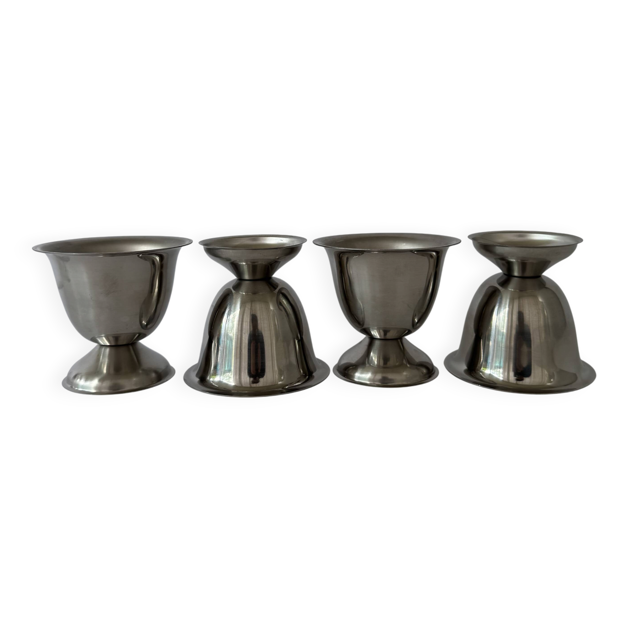 Ensemble de quatre bols à glace en acier inoxydable vintage MCM durables
