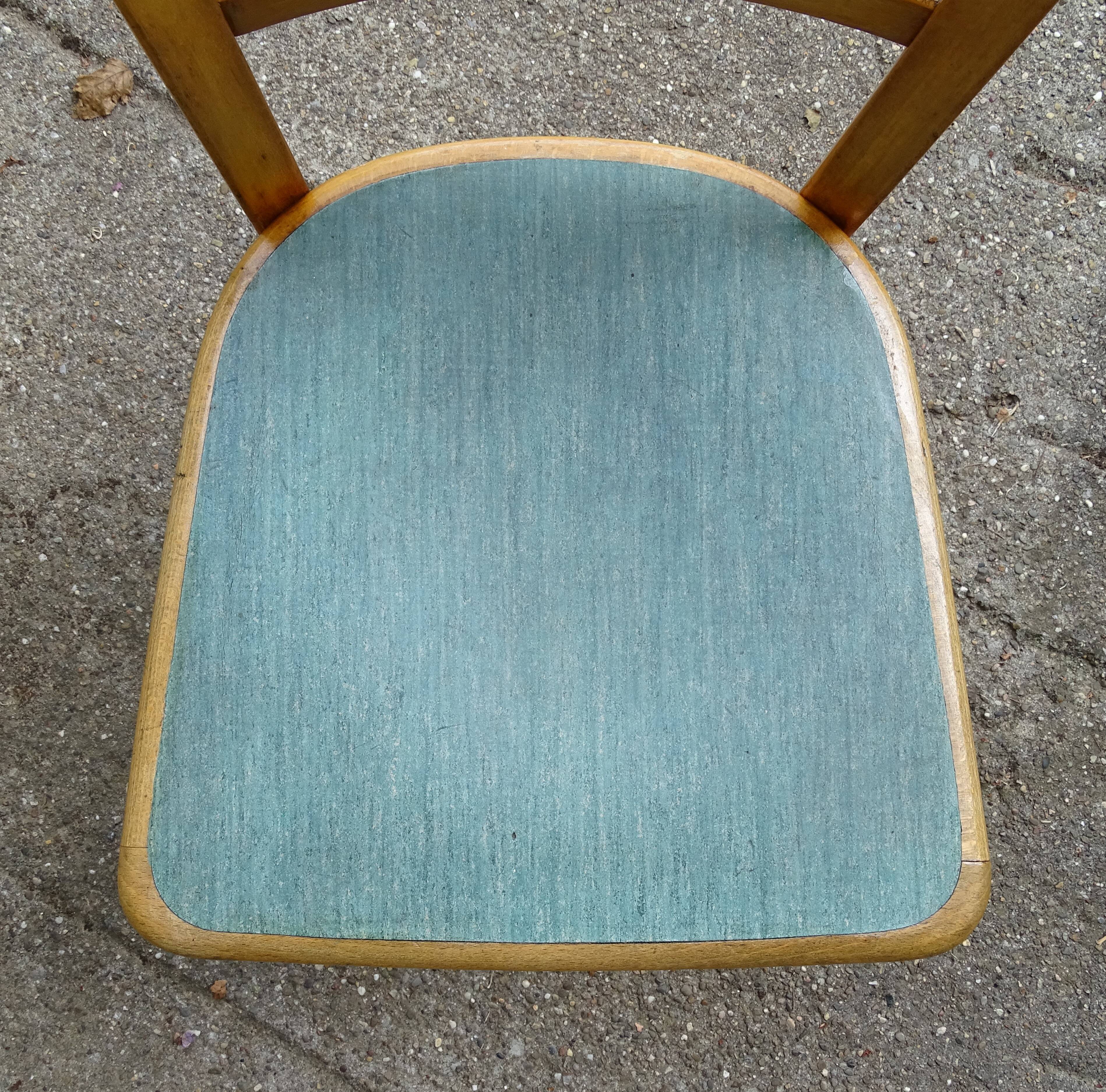 4 baumann chairs 1960 wooden bistro "linoleum"
