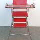 Chaise haute baby flash 1960 chromé et bois rouge