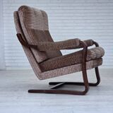 1970s, Danish armchair, light brown furniture corduroy, dark beech wood.