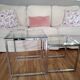Tables basses gigognes design plateaux en verre transparent et piètements chromés