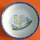 Old round and hollow dish Charolles earthenware Rooster decoration
