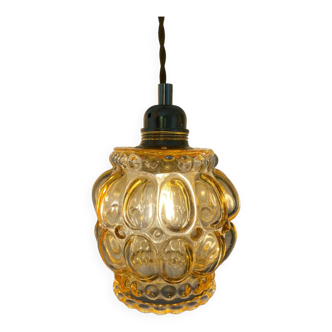 Walking lamp (or pendant light) with vintage amber glass globe
