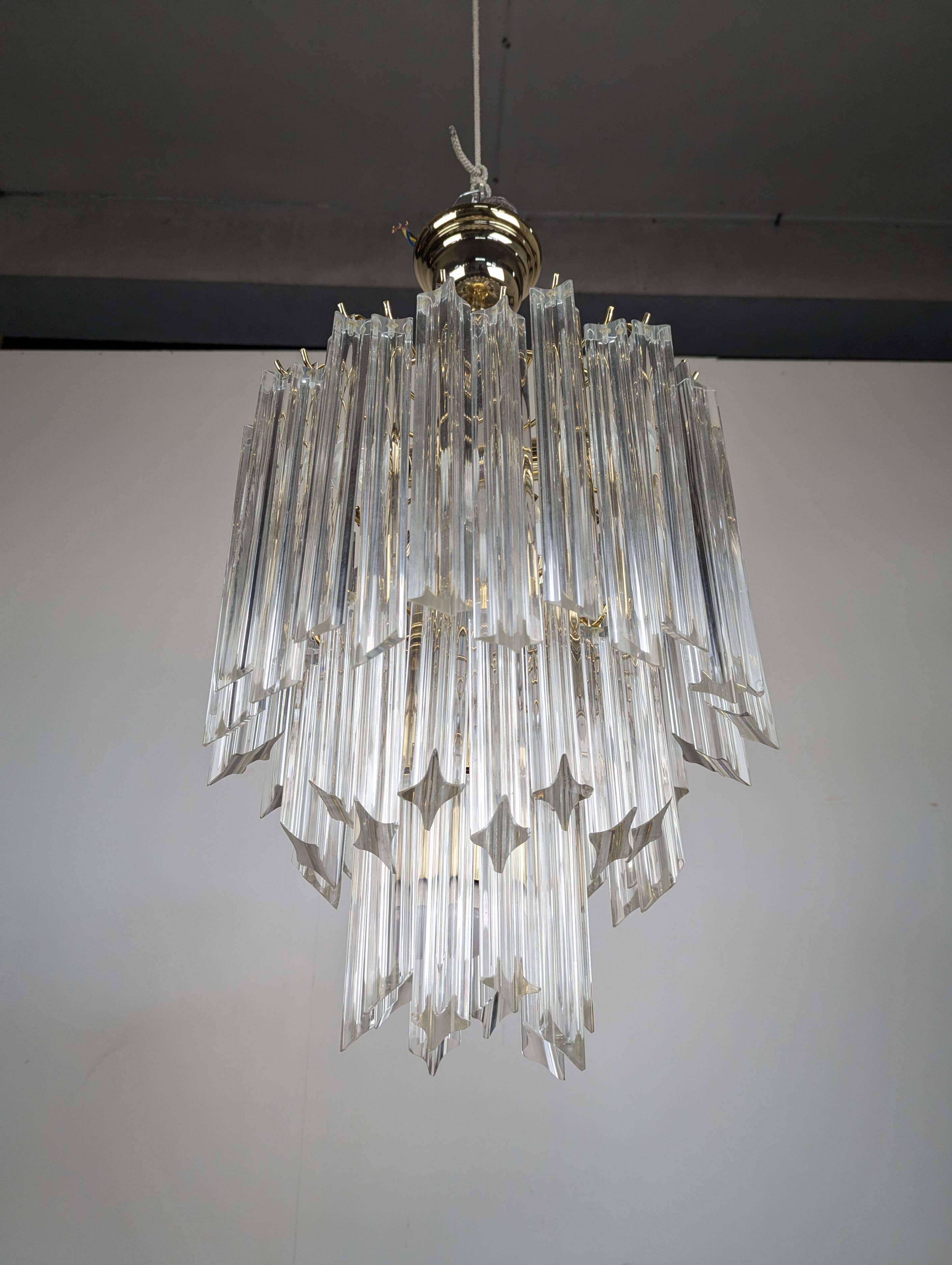 Brass and Murano chandelier by Venini by Novaresi