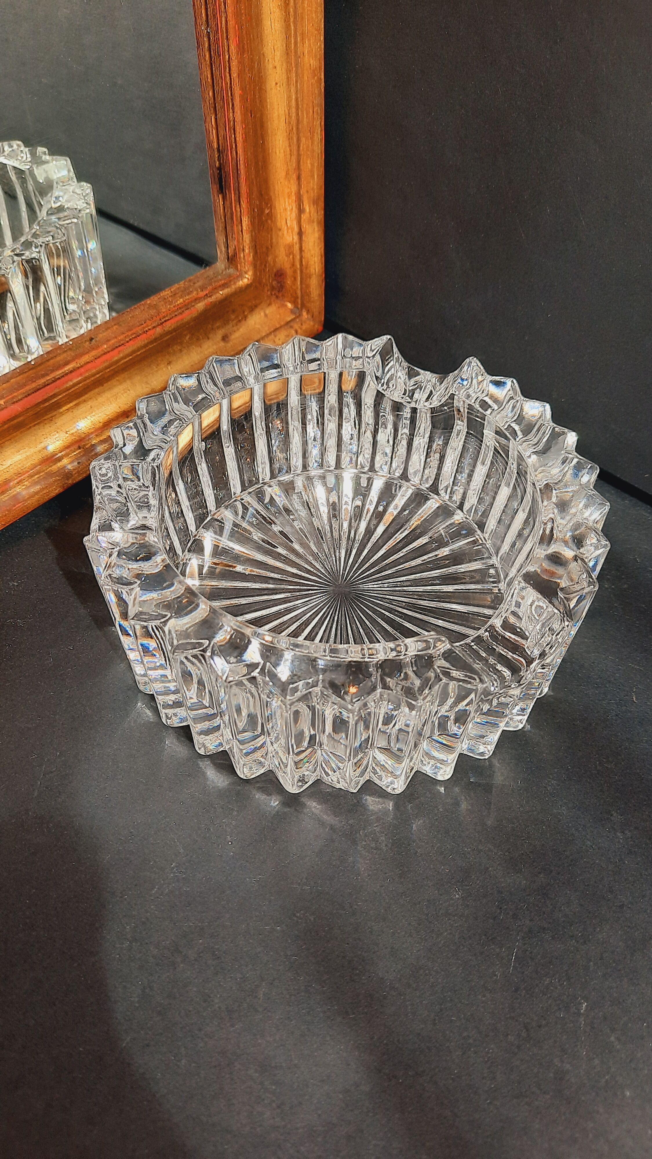 Lot 3 vide-poches verre ciselé