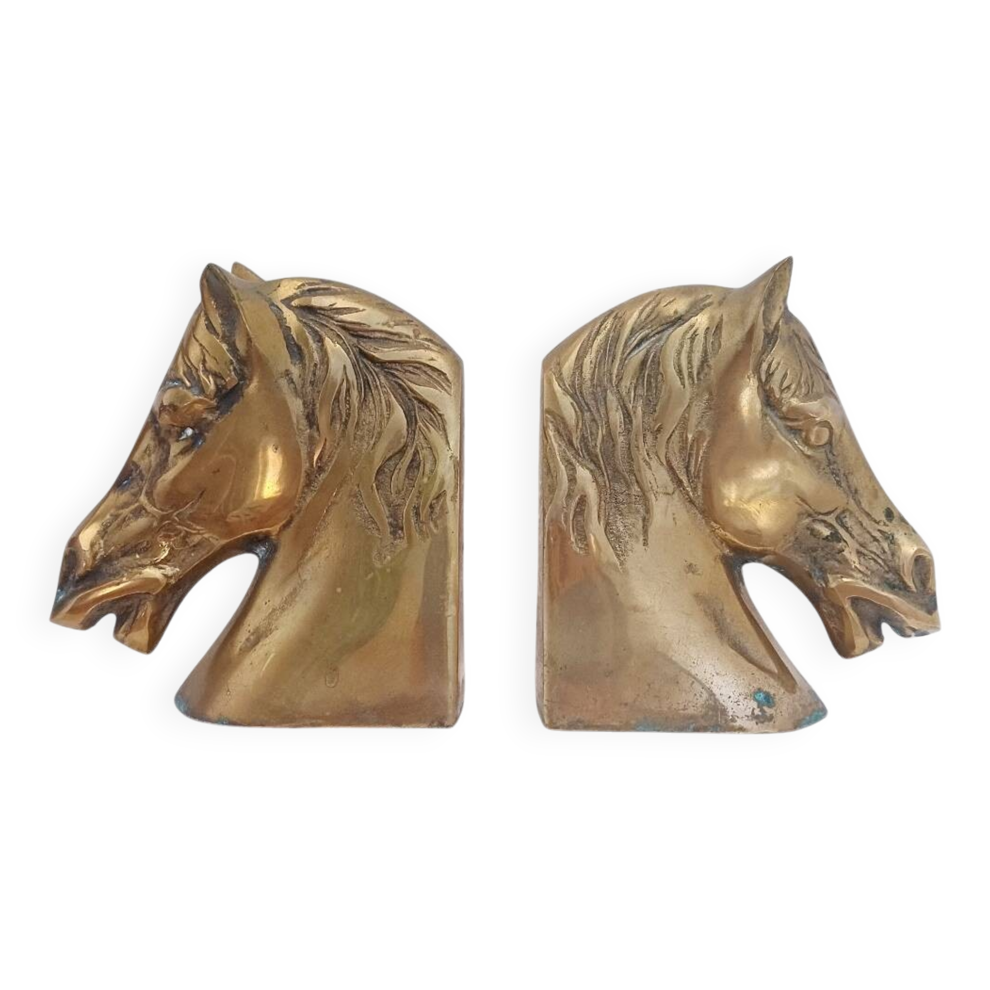 Pair of Vintage Brass Horse Bookends