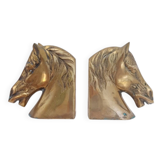 Paire de serre-livres vintage en laiton en forme de cheval