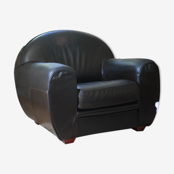 Black leather club chair