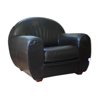 Fauteuil club en cuir noir