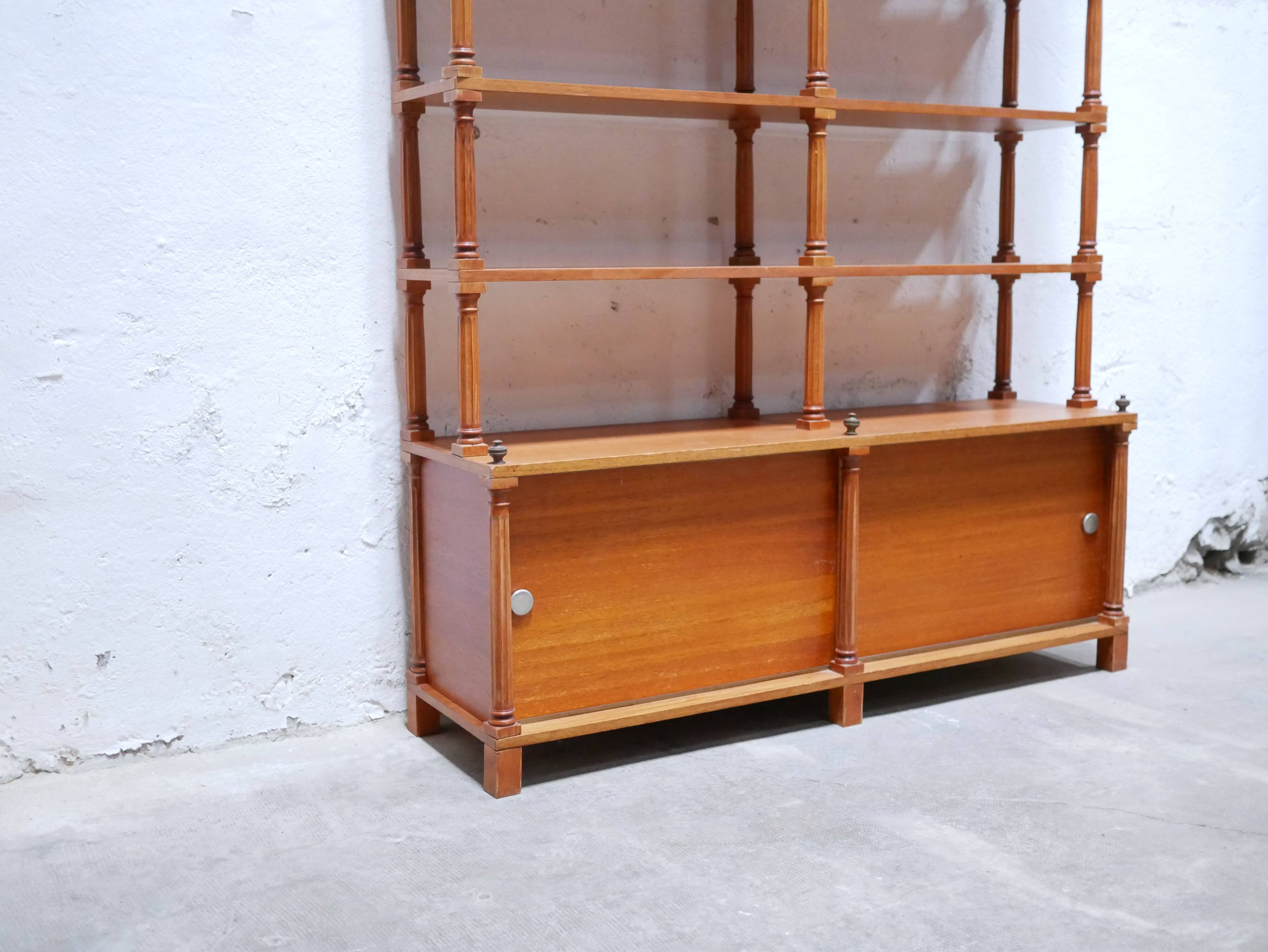 Vintage wooden bookshelf library