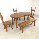 Vintage brutalist dining set, 1960s
