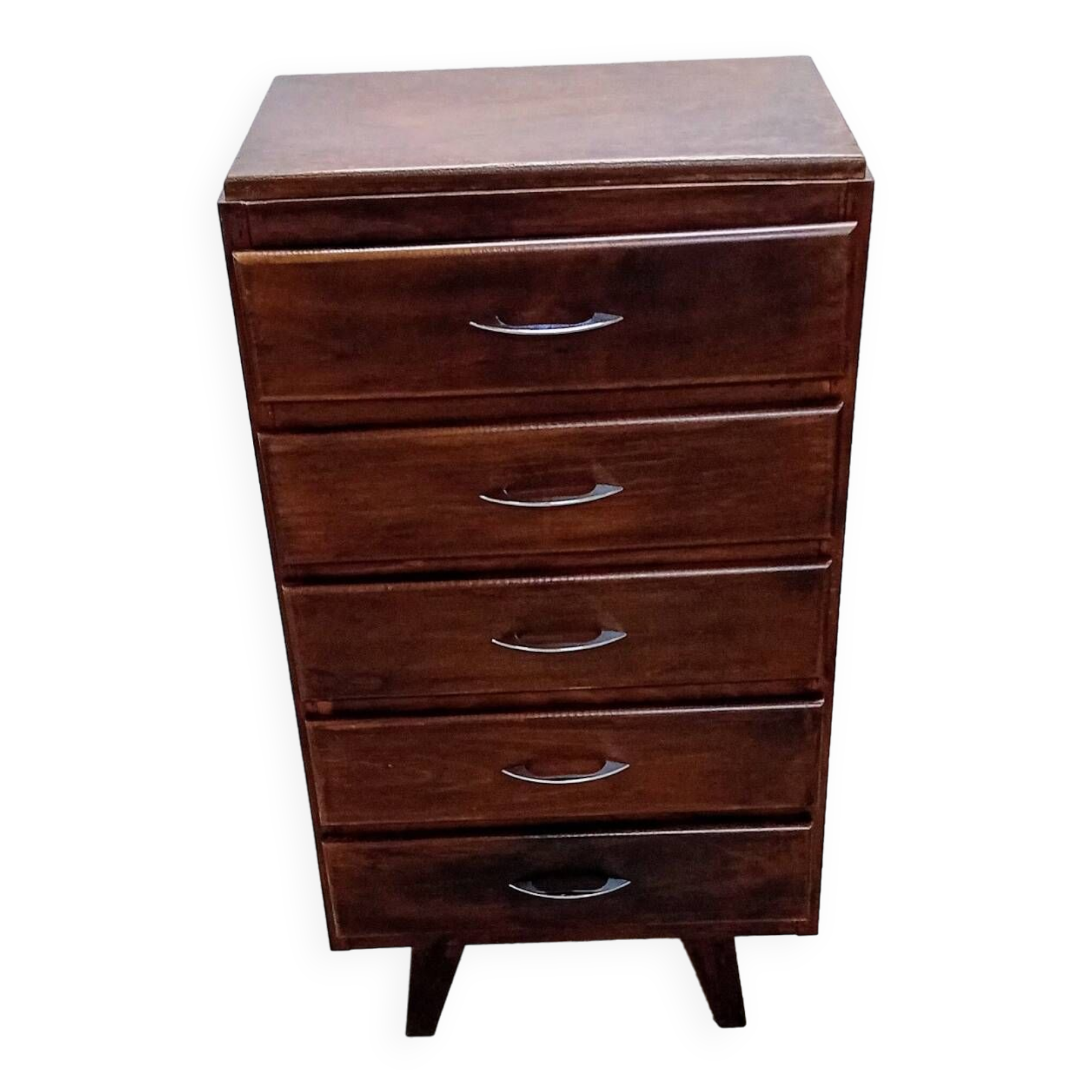 Scandinavian bedside chest of drawers mid-century vintage compass feet