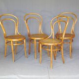 Set of 4 Kohn bistro chairs no. 30 from 1910, wooden seat