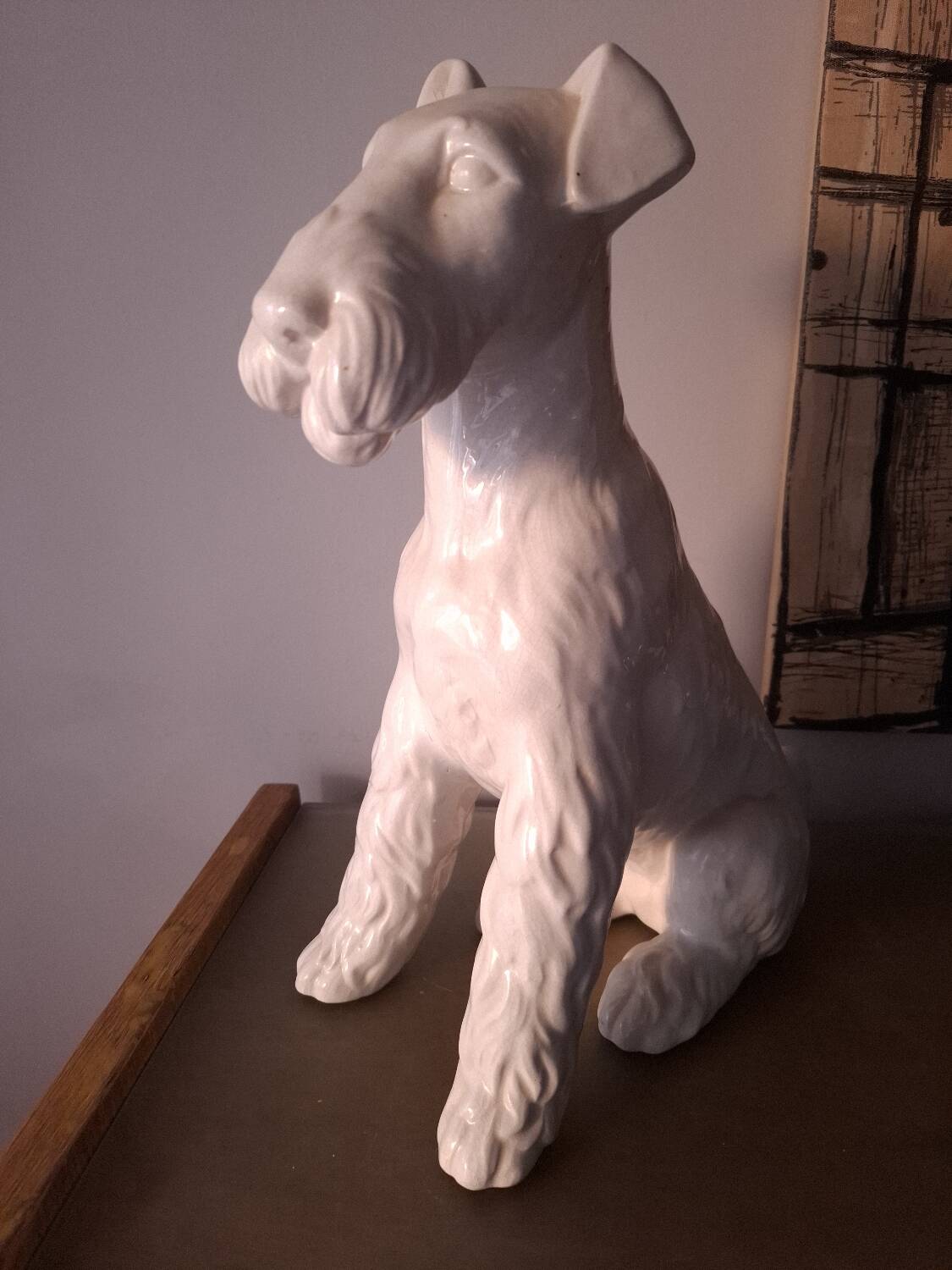 Fox Terrier Cracked Ceramic Dog