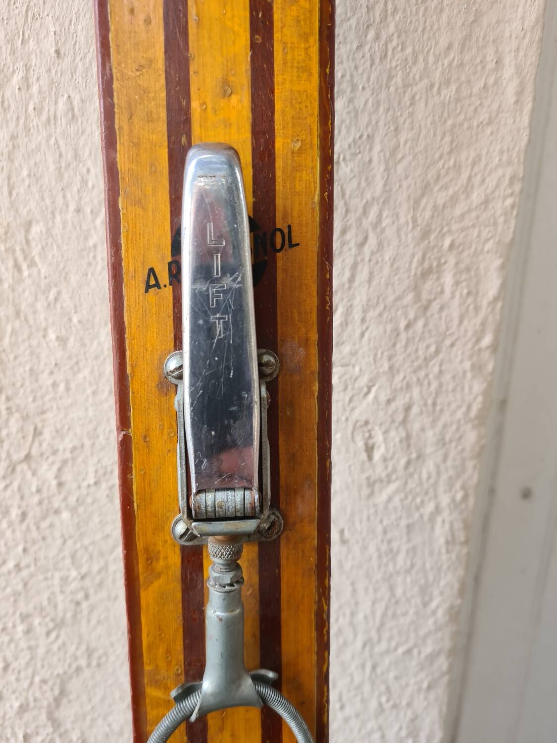 Pair of Rossignol Olympic 41 skis in vintage Hickory wood