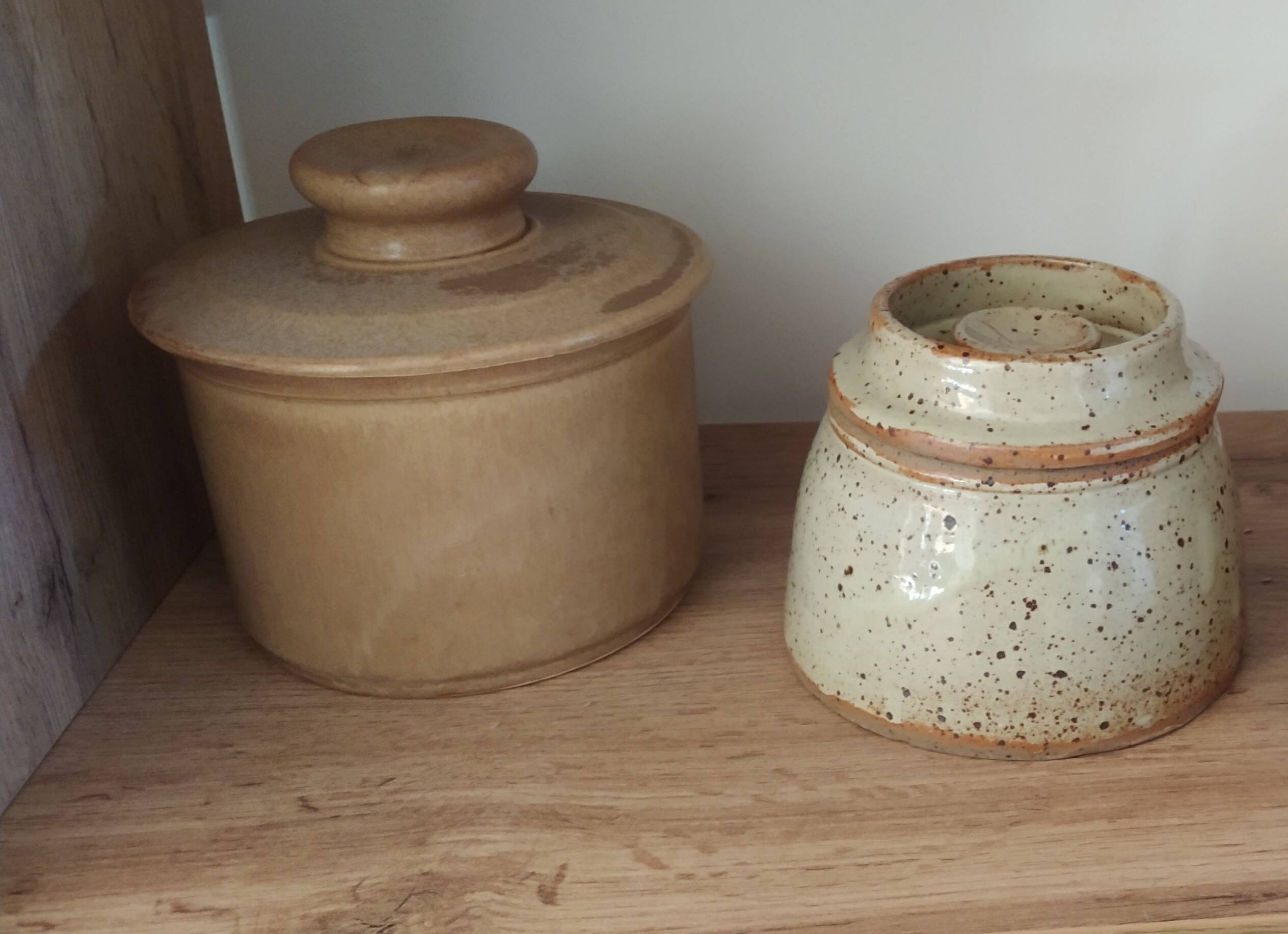 Set of 2 vintage water butter dishes.