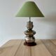 Lampe de table en métal chromé avec abat-jour vert, années 80