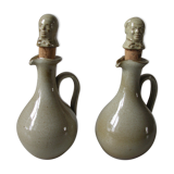 Set of 2 pitchers calva jugs in ceramic / sandstone signed bouchon head of Normans