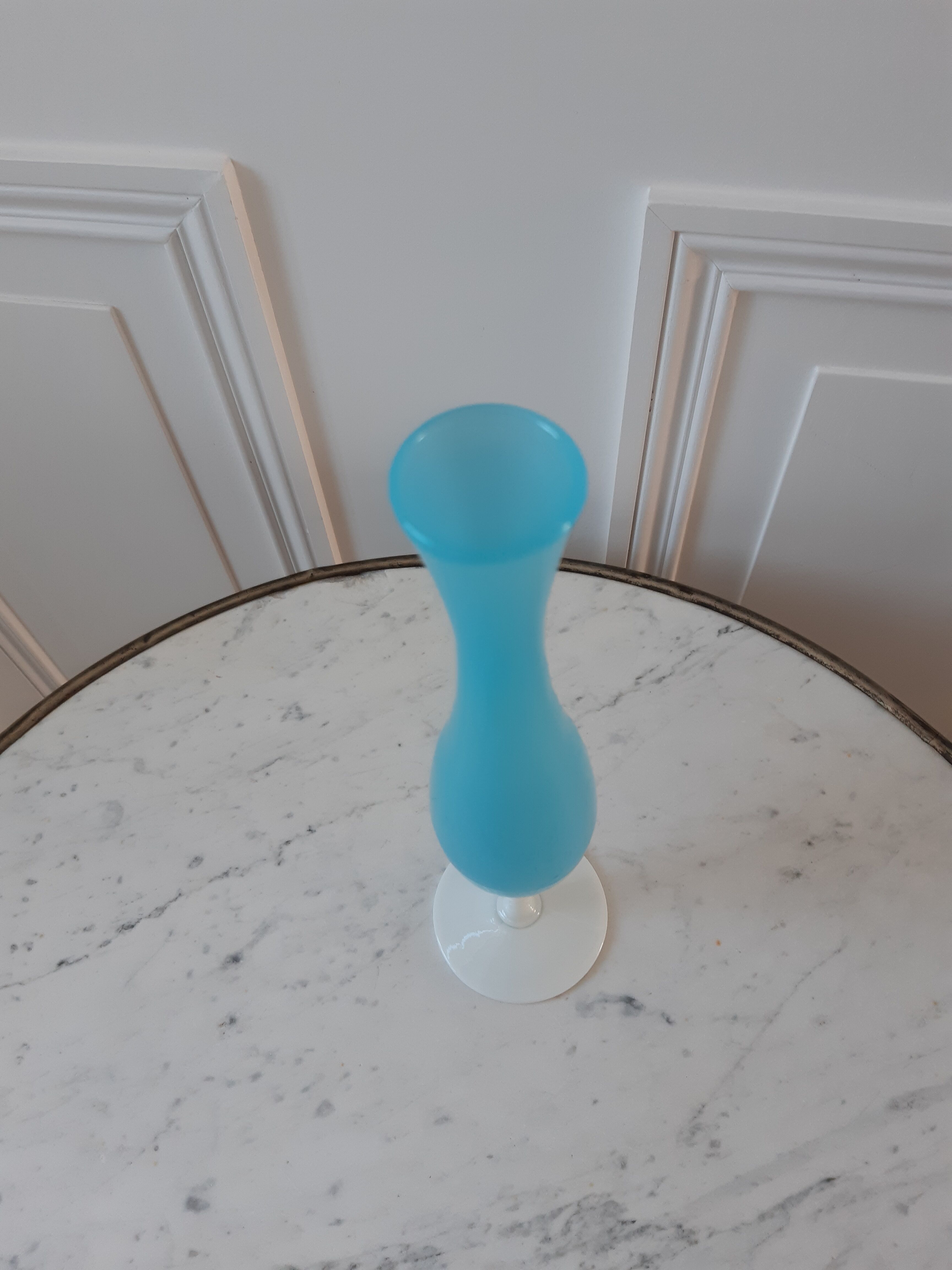 Sky blue opaline vase in the 1960s
