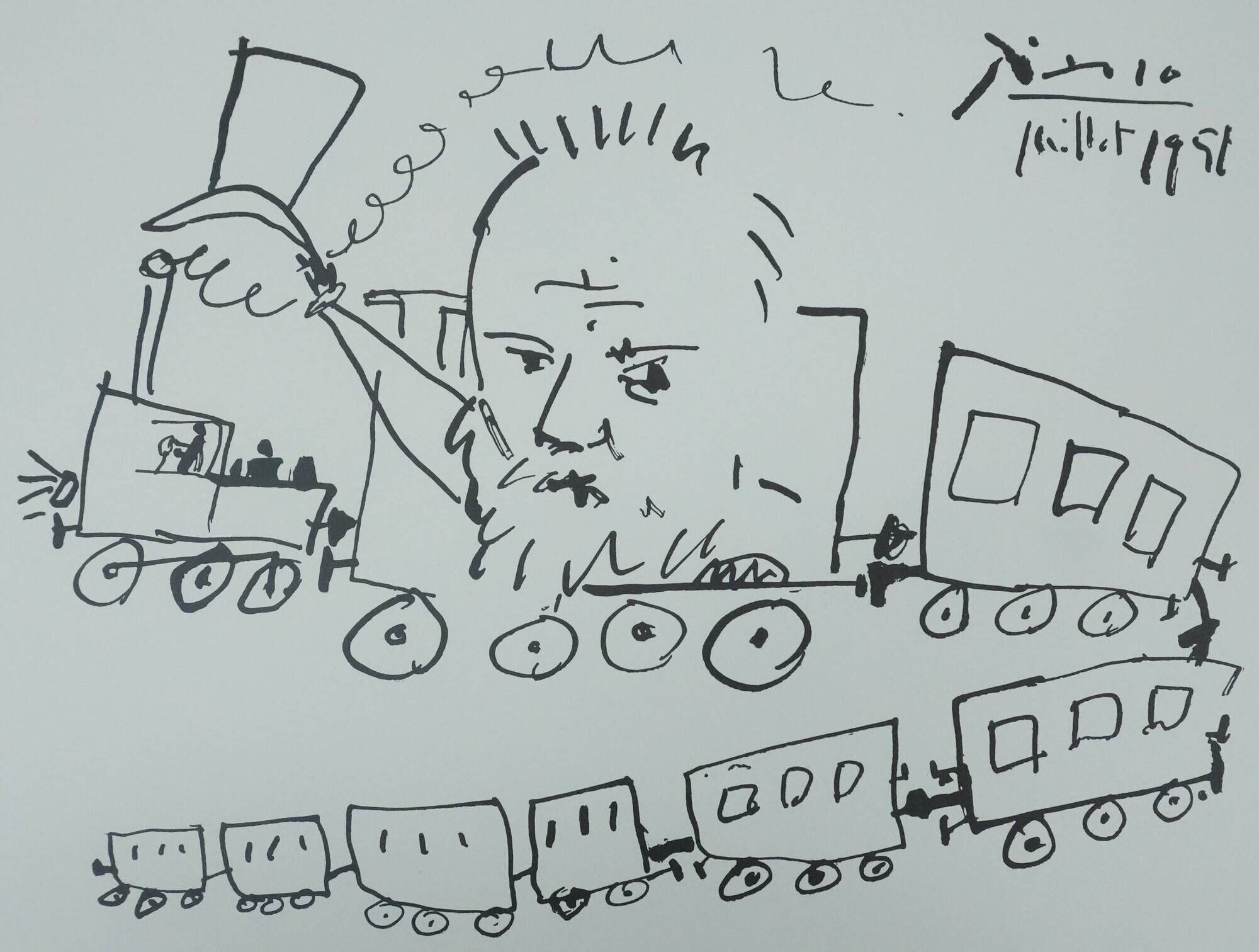 Pablo picasso: the train journey, signed quadrichromy