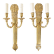 Pair of two-light Restoration style wall sconces