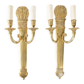 Pair of two-light Restoration style wall sconces