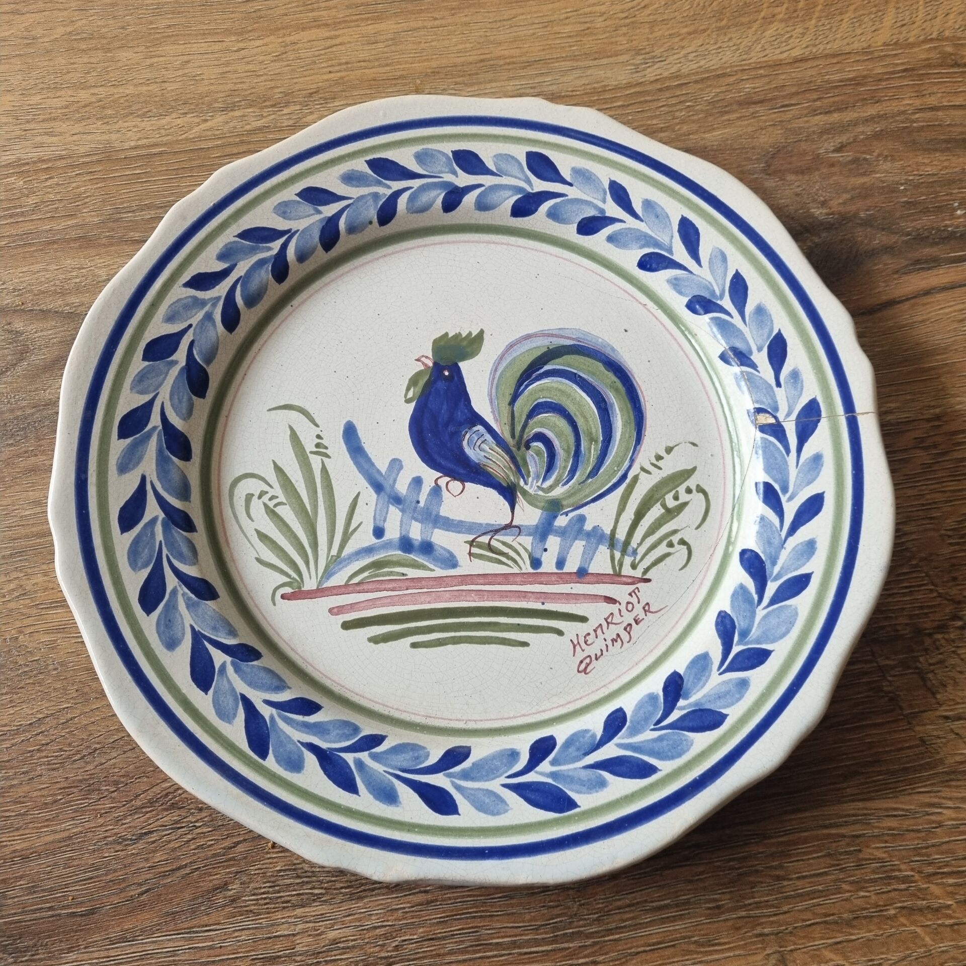 Henriot Quimper Brittany earthenware plate