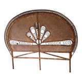 Old headboard "Peacock" in rattan / Emmanuelle