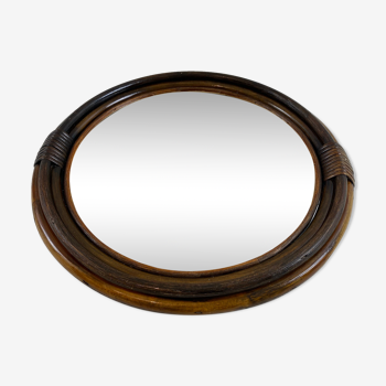 Round rattan mirror 37cm
