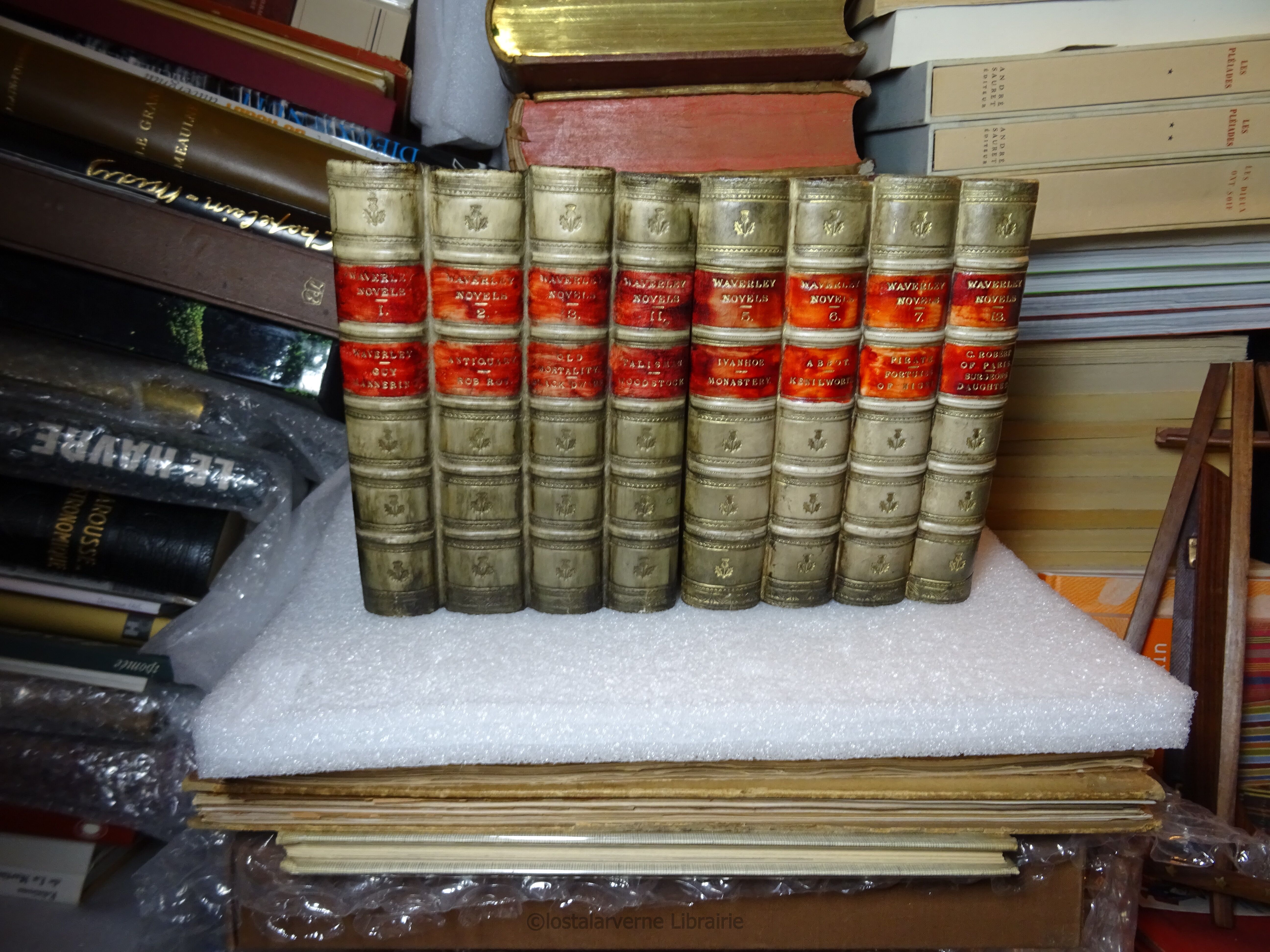 Lot of 4 cd racks for 40 cds - walter scott fake book front - made in uk vintage