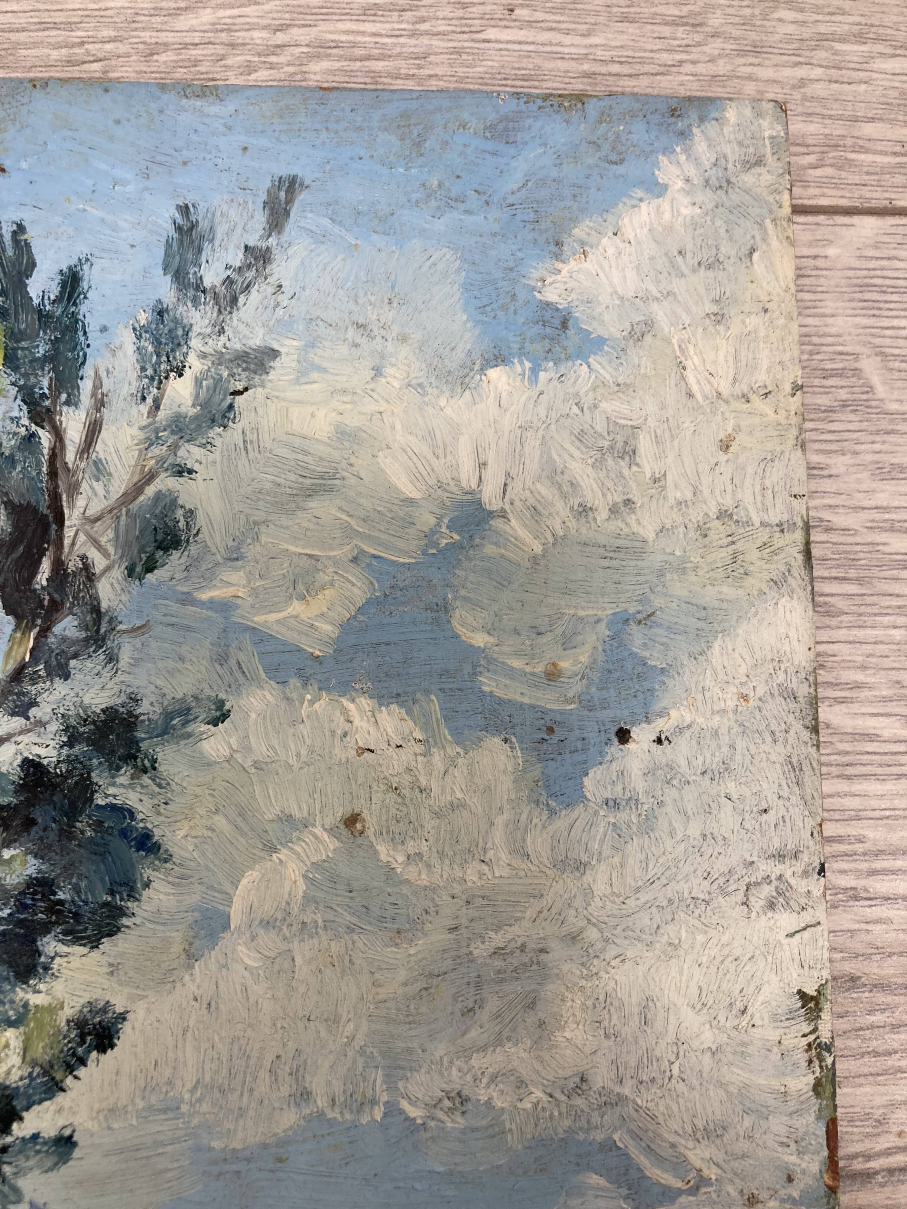 Landscape with poppies, oil on panel, Henry d'Avesnes (1907-1999)