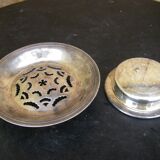 Coquillor style butter dish in silver metal