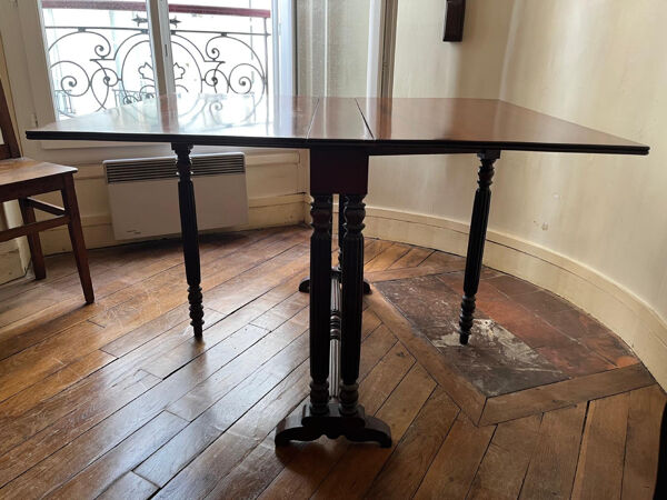 Table à abattants acajou massif — Style Restauration, double colonne c