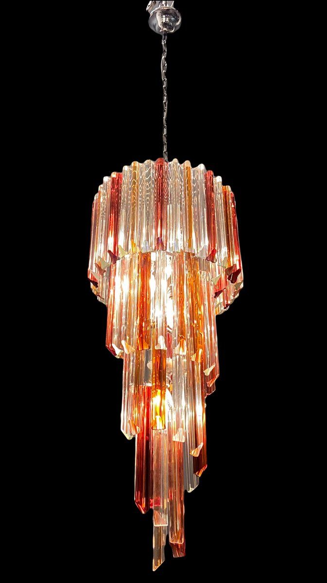 Italian Murano Glass Prism Spiral Chandelier