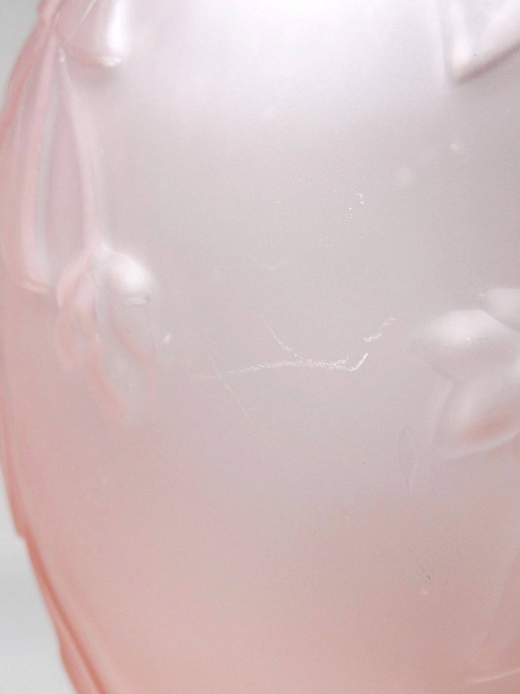 Large art deco style vase in molded/pressed pink glass paste