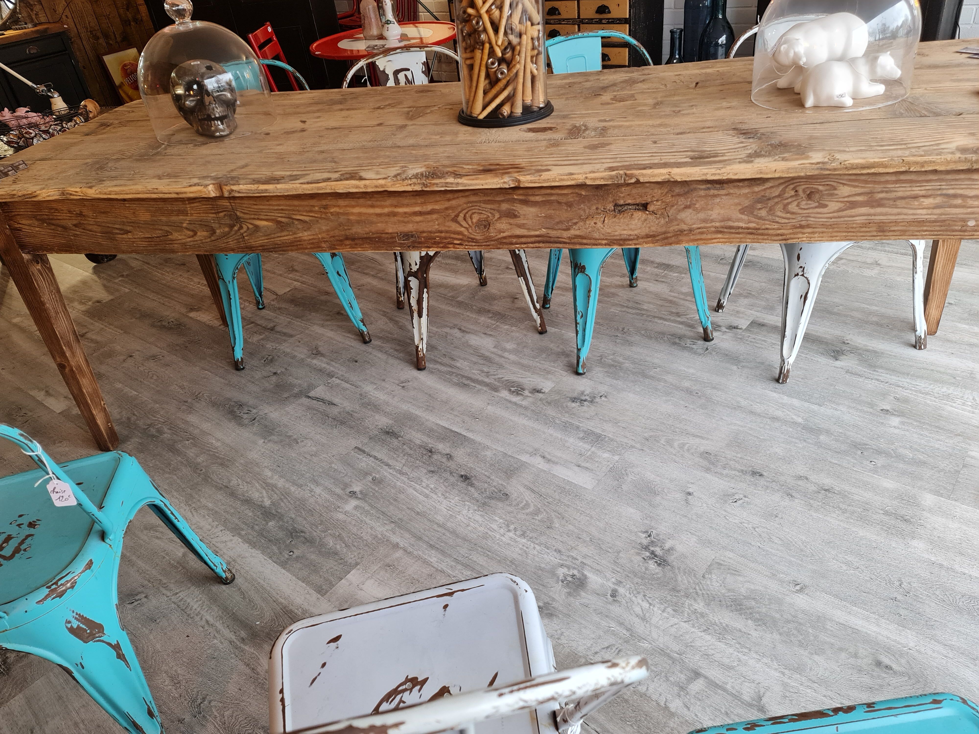Large antique farmhouse table with a drawer