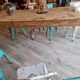 Large antique farmhouse table with a drawer