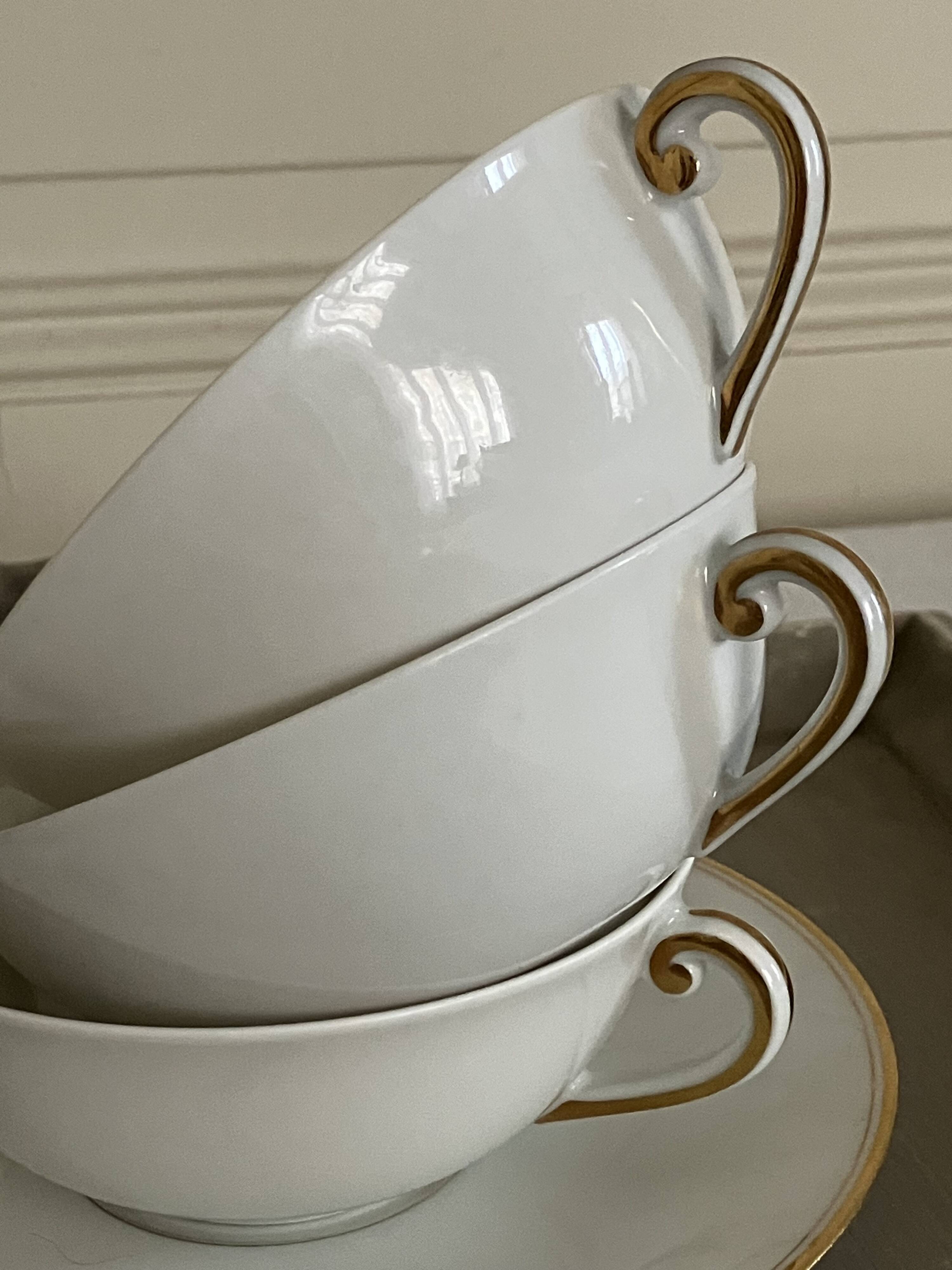 3 broth cups, Limoges porcelain - A. VIGNAUD