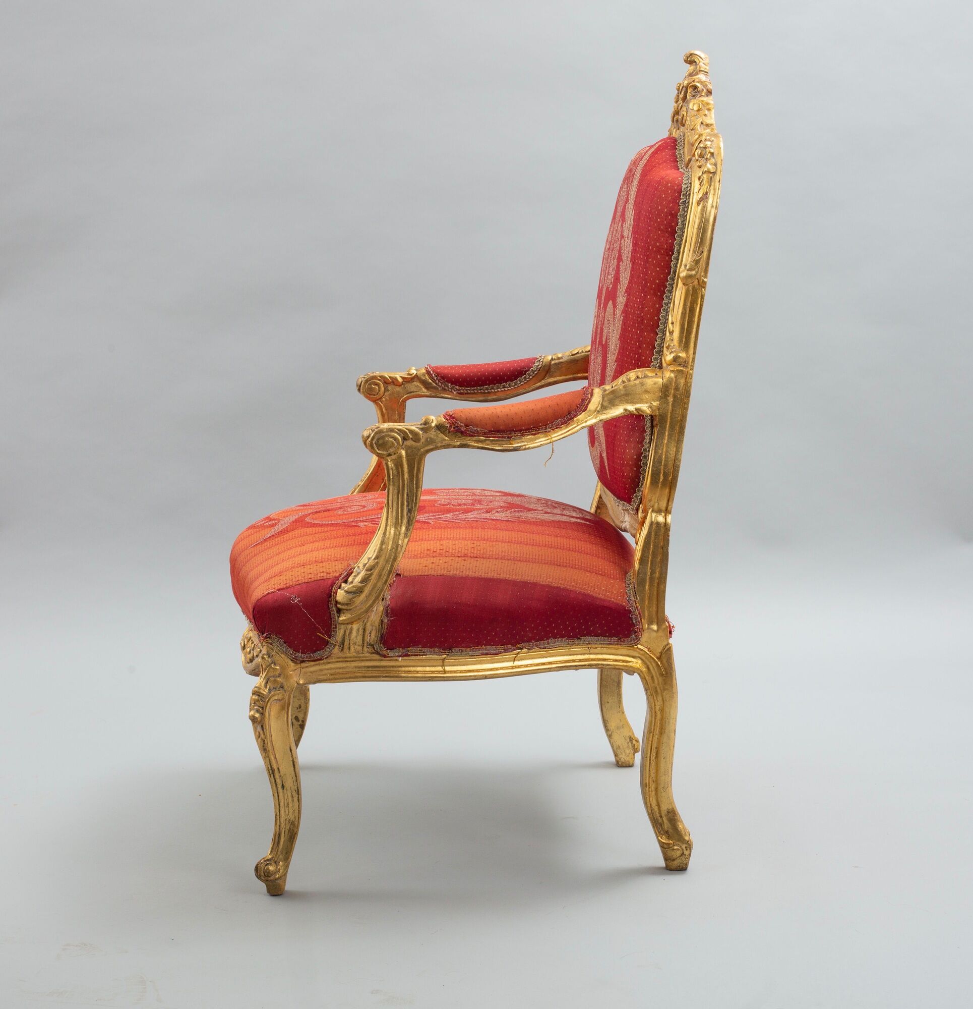 Pair of red and gold armchair Louis XV style