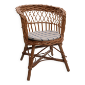 Chaise enfant en rotin, années 60-70