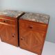 Art Deco bedside tables in oak with an inlaid marble top.