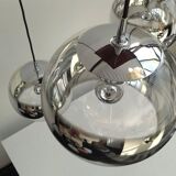 Set de 3 lampes à suspension globe en verre miroir, 1960s